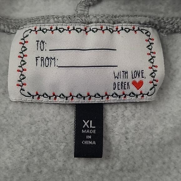 Derek Heart "Squad Goals" Festive Reindeer in Eyeglasses Raglan Hoodie size XL - Picture 6 of 7